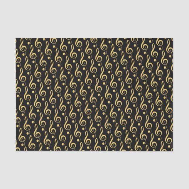 Papier Mousseline Faux Gold Foil Treble Clef Musical Tissu Papier (Recto)