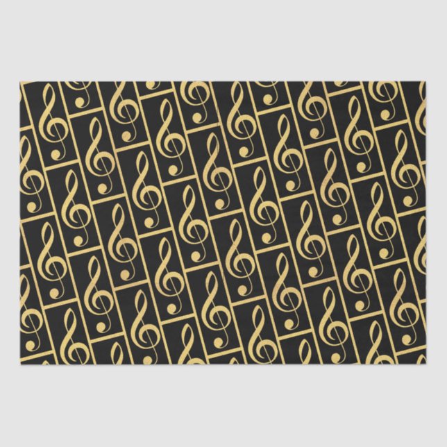 Papier Mousseline Faux Gold Foil Treble Clef Musical Wrapper Papier (Recto)