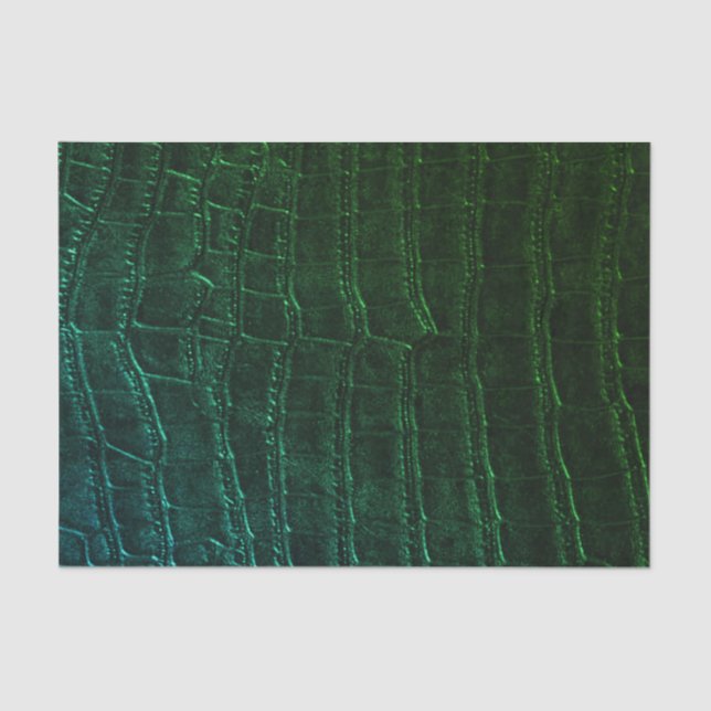 Papier Mousseline Faux Green Alligator Cuir Imprimer Texture Animal (Recto)