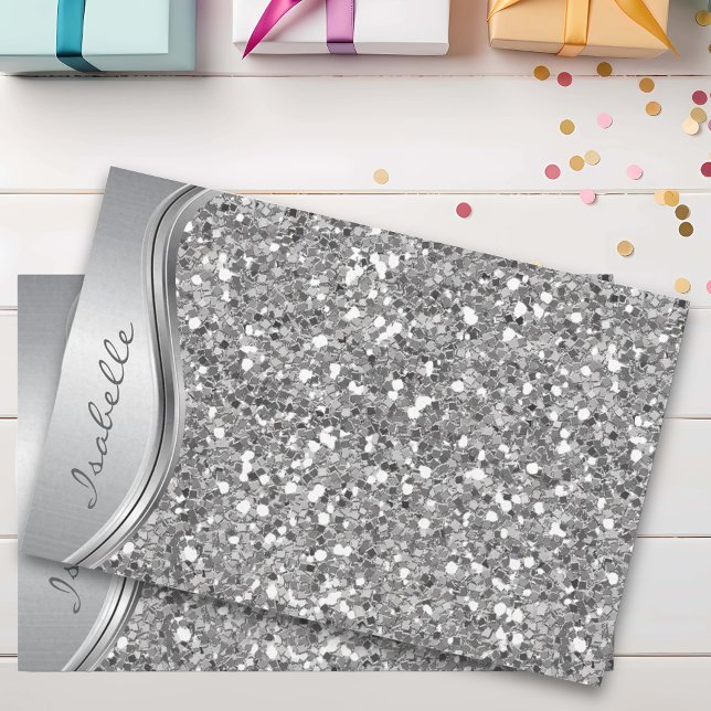 Papier Mousseline Faux Parties scintillant en argent Glam Bling Méta (Créateur téléchargé)