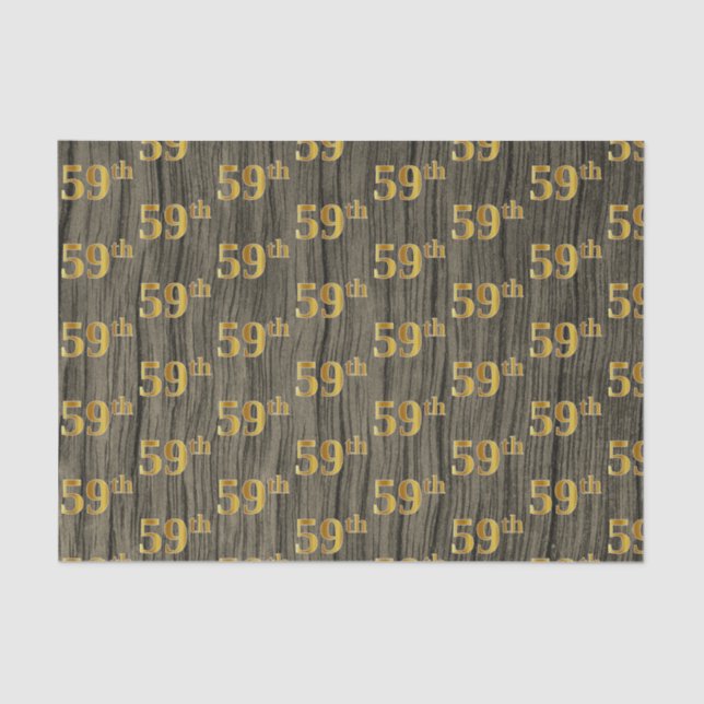 Papier Mousseline Faux Wood, Faux Gold 59th (Cinquante-Neuvième) Eve (Recto)