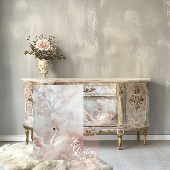 Papier Mousseline Feather's and Tulle, Romantic Ethereal Swan (Feather's and Tulle, Part 2 Diptych Set, Romantic Swan, Bird and abstract nature Art.)