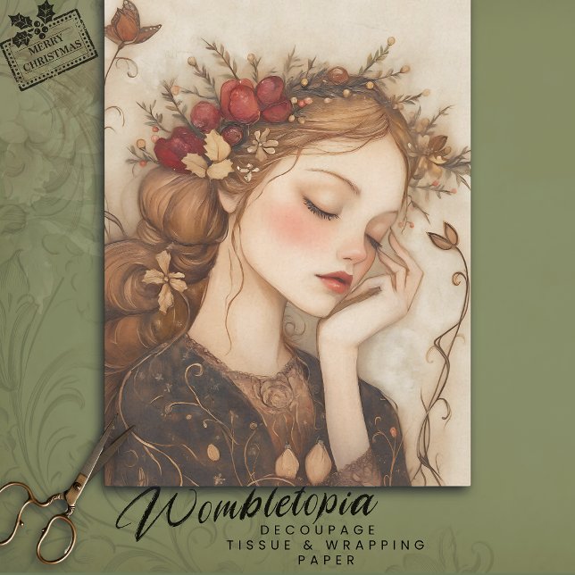 Papier Mousseline Fée d'automne lunaire avec découpage de la Couronn (Fall decoupage tissue paper )