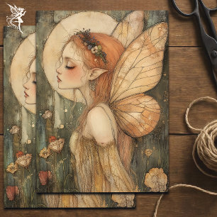 Papier Mousseline Fée de forêt vintage avec Découpage de la Couronne