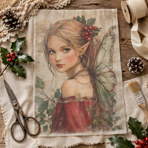 Papier Mousseline Fée de Noël avec découpage Holly & Red Berries