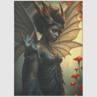 Papier Mousseline Fée Dragon Gothique Mystérieux 