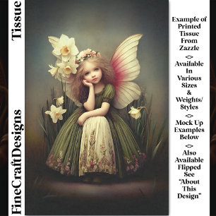 Papier Mousseline Fée Fille Fleur Narcisse, Découpage Vert DL5LF