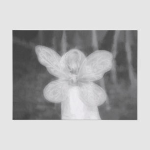 Papier Mousseline Fée fille noir et blanc forêt de bois