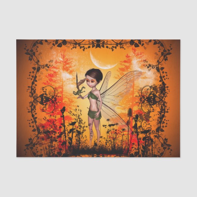 Papier Mousseline Fée mignonne avec peu de dragon (Recto)