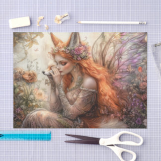 Papier Mousseline Fée Renard Ailée Magique Decoupage