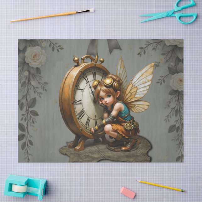 Papier Mousseline Fée Steampunk avec ailes d'or (Artisanat)