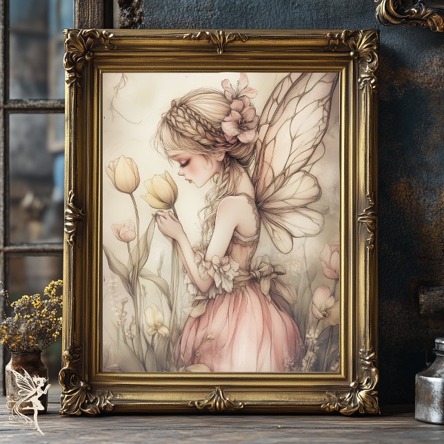 Papier Mousseline Fée Whimsical dans le champ de fleurs Découpage (Créateur téléchargé)