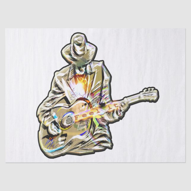 Papier Mousseline Feel the Blues - Conception de guitare artistique (Recto)