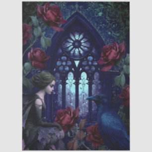 Papier Mousseline Fées Gothiques Sombres Roses Rouges Corbeau Fantai