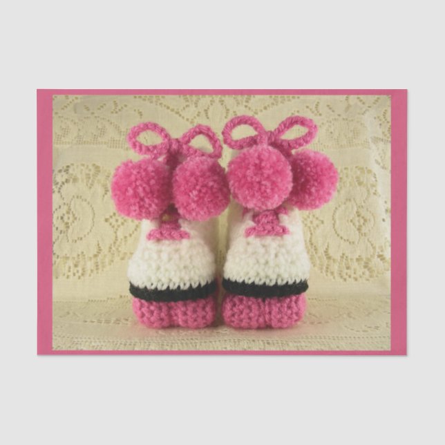 Papier Mousseline Félicitations Baby Girl (Roller Skates Booties) (Recto)