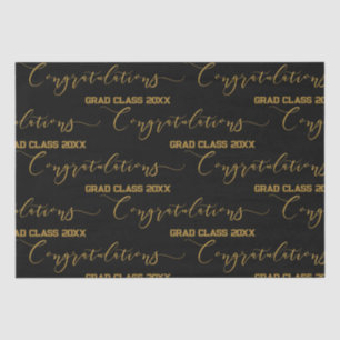 Papier Mousseline Félicitations Black et Gold modernes