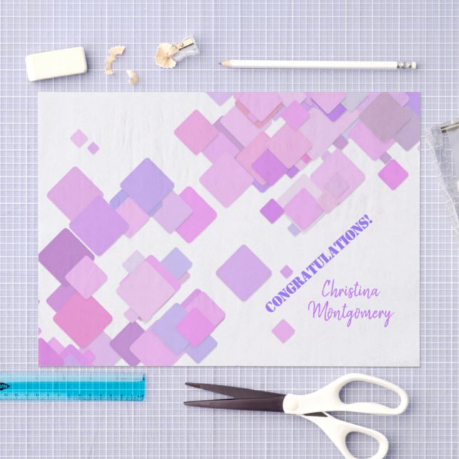 Papier Mousseline Félicitations Pastel Purple Géométrique Abstrait (Artisanat)