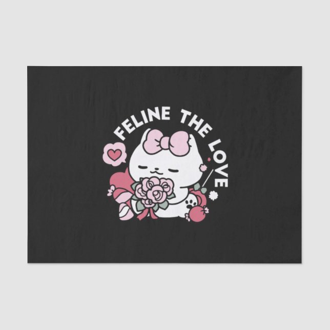 Papier Mousseline Feline the Love - Design de chat de la belle Valen (Recto)