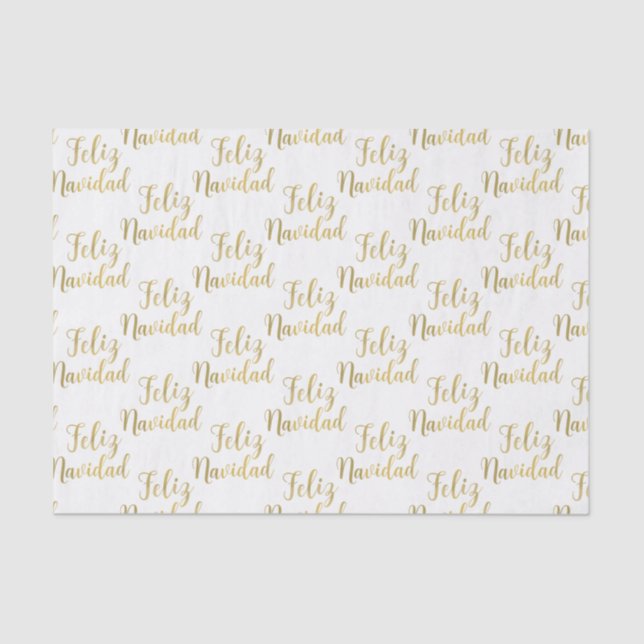 Papier Mousseline Feliz Navidad Joyeux Noël Gold (Recto)