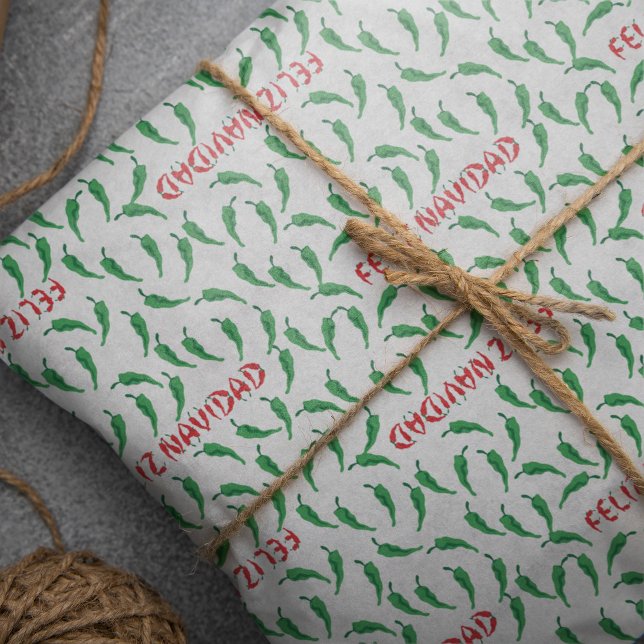 Papier Mousseline Feliz Navidad Red Chile Pepper (Créateur téléchargé)