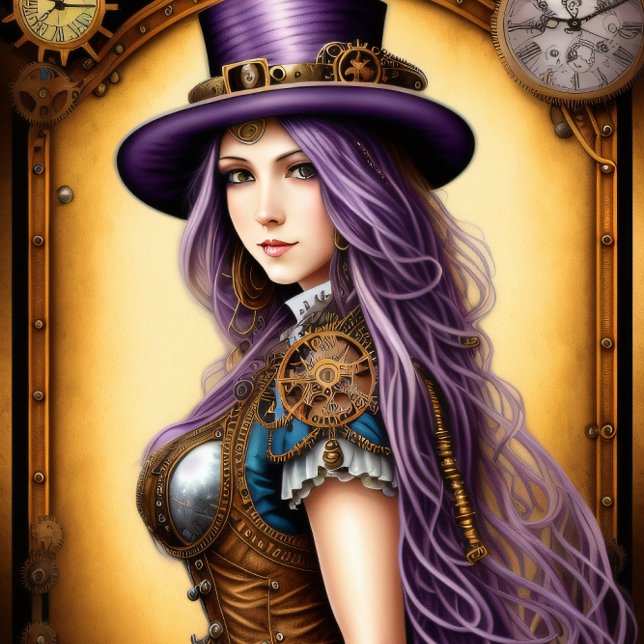 Papier Mousseline Feminine steampunk woman purple (Créateur téléchargé)