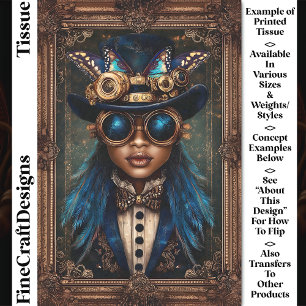 Papier Mousseline Femme Afro-Américaine Steampunk CM7 Découpage