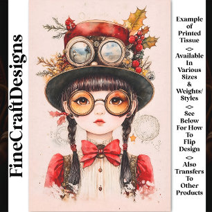 Papier Mousseline Femme asiatique Steampunk festive BJ2 Découpage