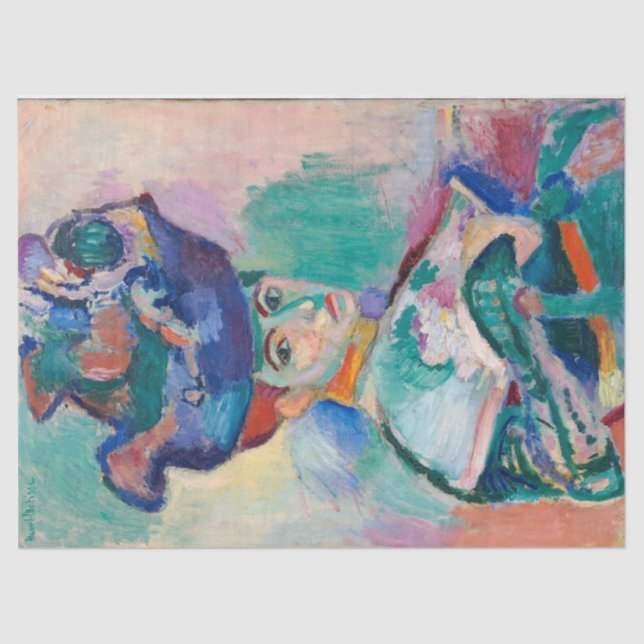 Papier Mousseline Femme avec Casquette par Henri Matisse (Recto)