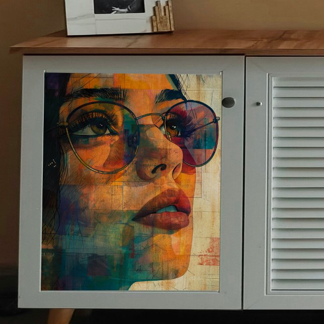 Papier Mousseline Femme avec lunettes de soleil Découpage (Créateur téléchargé)