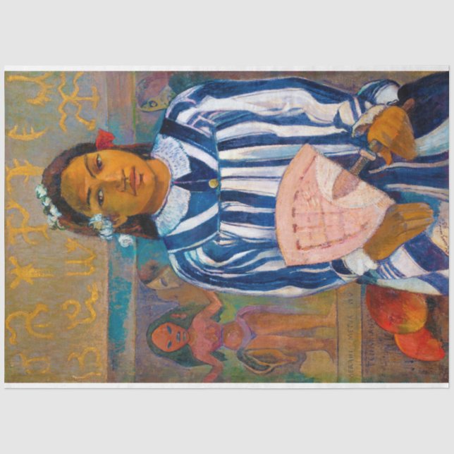 Papier Mousseline Femme avec un ventilateur, Gauguin (Recto)