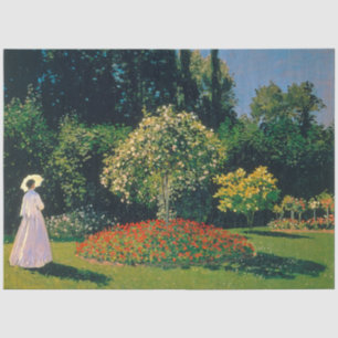 Papier Mousseline Femme dans un jardin, Monet