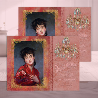 Papier Mousseline Femme de la Belle Époque en découpage rouge doux