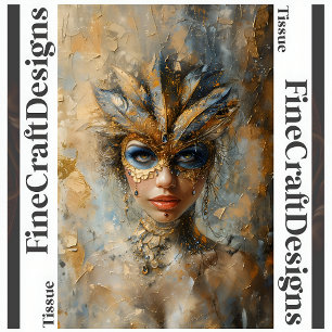 Papier Mousseline Femme en Mascarade Peinture à l'Huile Découpage Ga