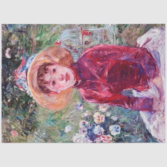 Papier Mousseline Femme en rouge, Berthe Morisot (Recto)