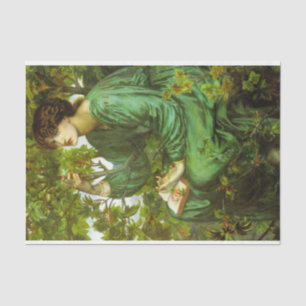 Papier Mousseline Femme en vert (Le rêve du jour) (par D.G. Rosetti)