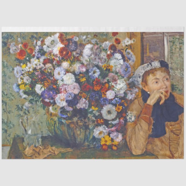 Papier Mousseline Femme et vase de fleurs, Edgar Degas (Recto)
