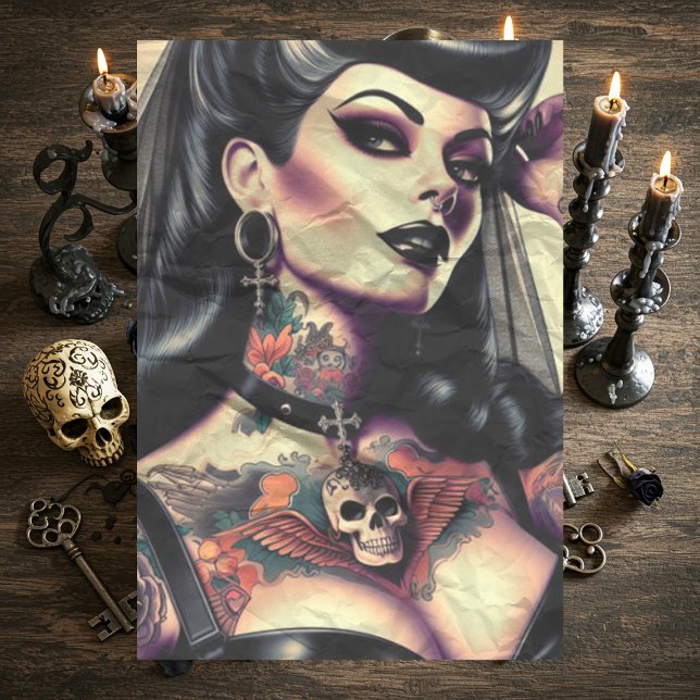 Papier Mousseline Femme gothique tatouée (Créateur téléchargé)