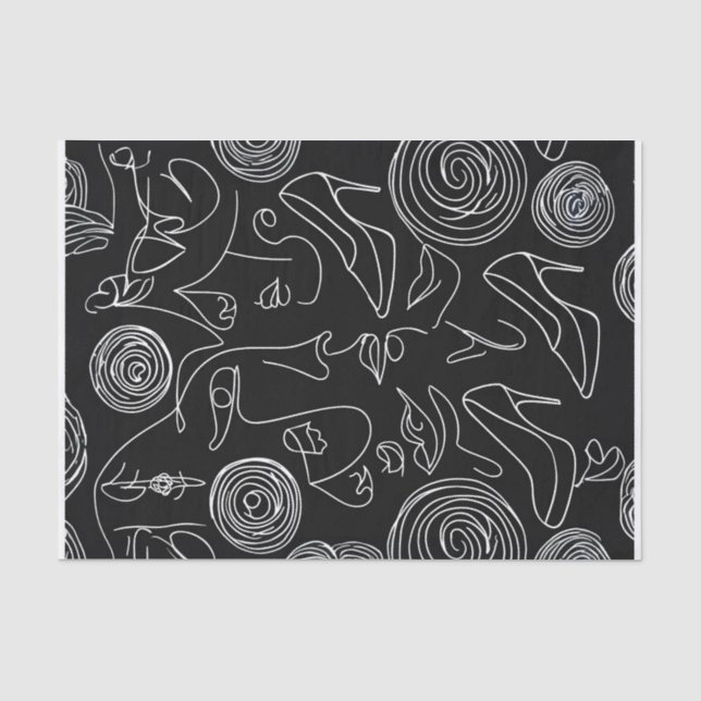 Papier Mousseline Femme moderne Abstrait dans la ligne (Recto)