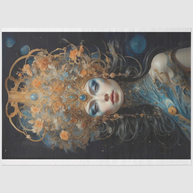 Papier Mousseline Femme mystique victorienne avec découpage de la tê (Recto)