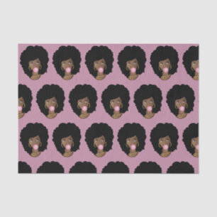 Papier Mousseline Femme noire, gomme à bulle rose croustillante, vio