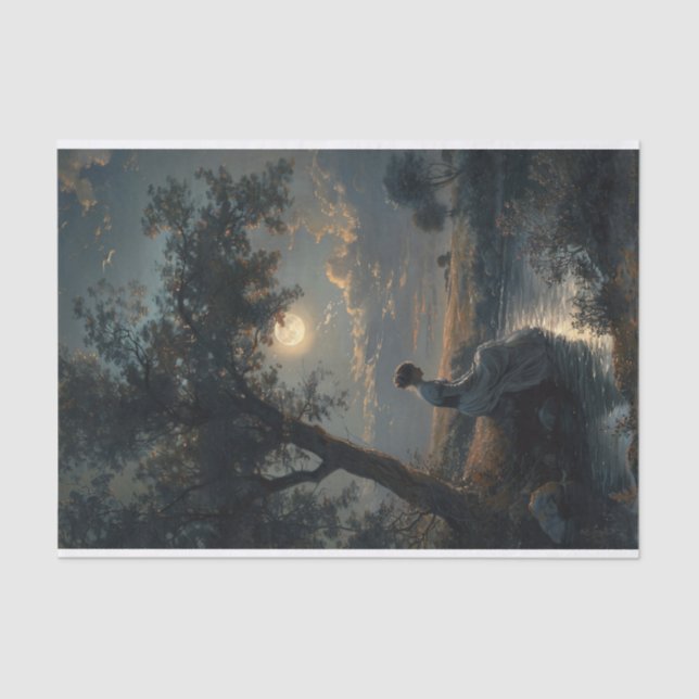 Papier Mousseline Femme par Pleine lune fluviale Peinture Découpage (Recto)