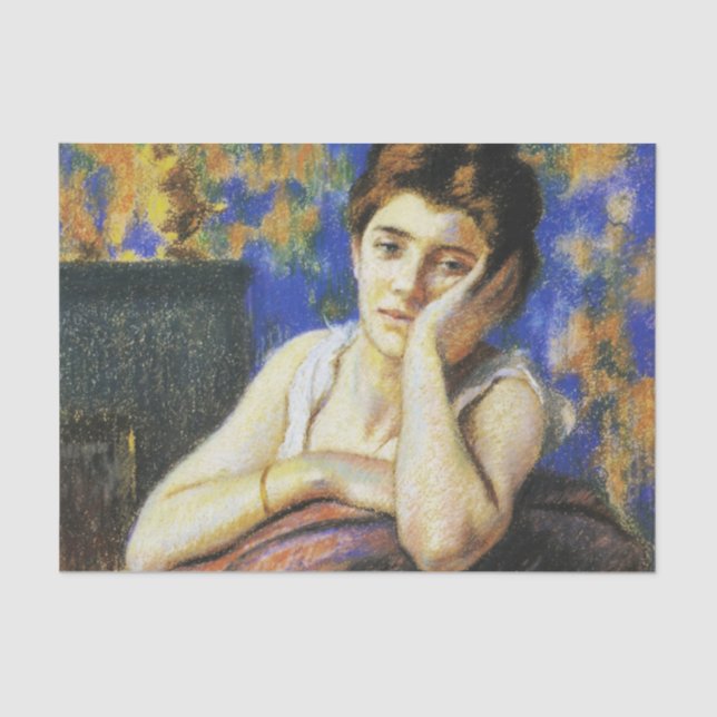 Papier Mousseline Femme penchée sur une chaise (Recto)