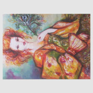 PAPIER MOUSSELINE FEMME ROMANTIQUE AVEC PÂTE DE PEACOCK ÉCLANTE