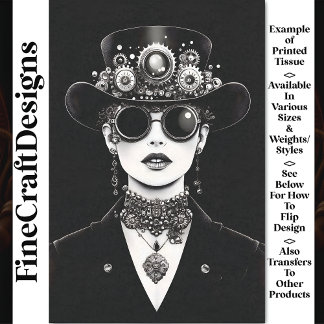 Papier Mousseline Femme Steampunk saisissante Monochrome AC5 Découpa