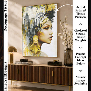 Papier Mousseline Femme urbaine Art Déco Collage FS9R Découpage