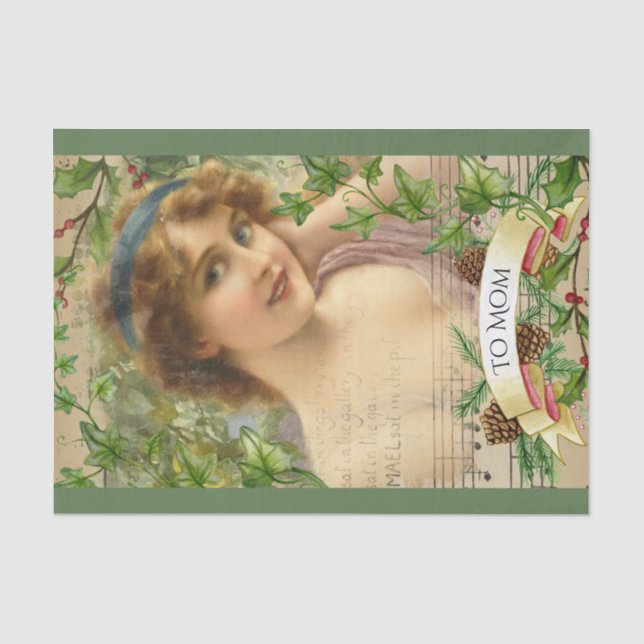 Papier Mousseline Femme victorienne en détresse dans le jardin (Recto)