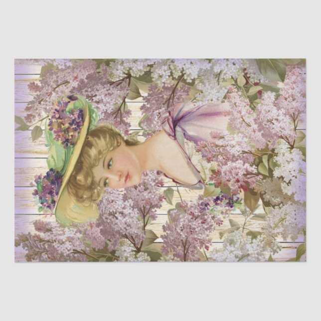 Papier Mousseline Femme vintage à Lilacs (Recto)