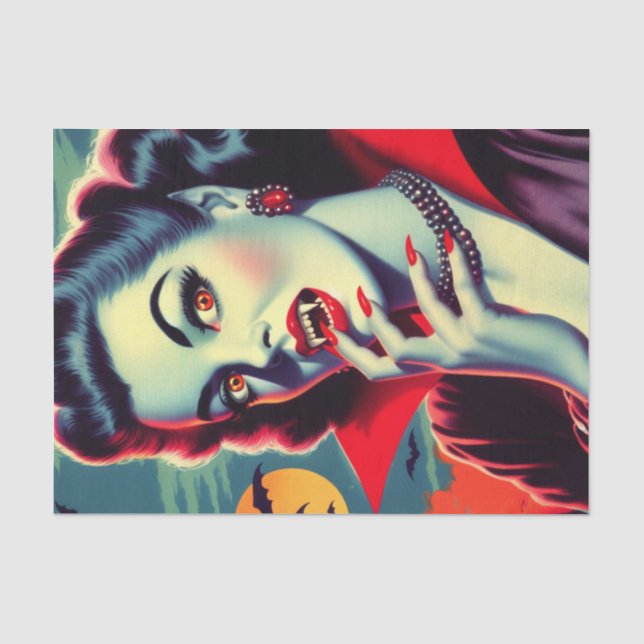 Papier Mousseline Femme vintage Vampire (Recto)