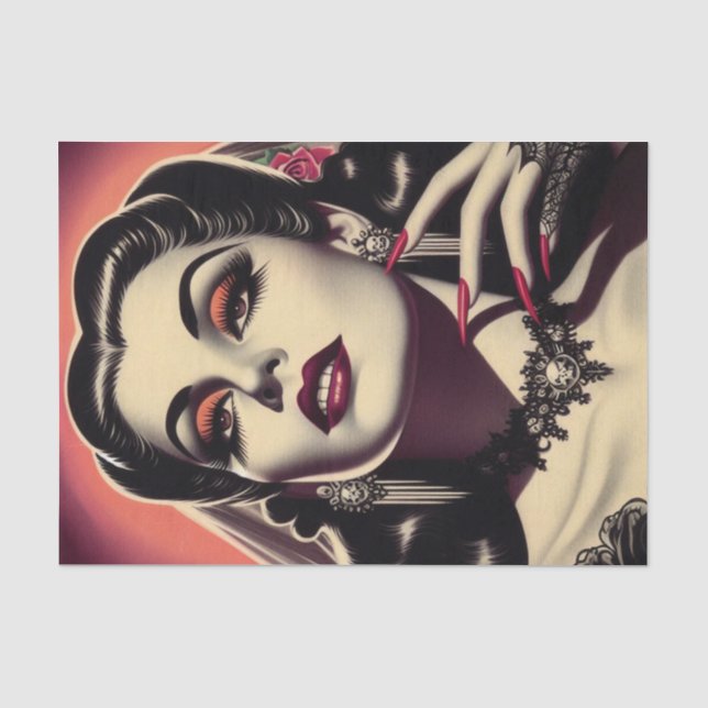 Papier Mousseline Femme vintage Vampire (Recto)