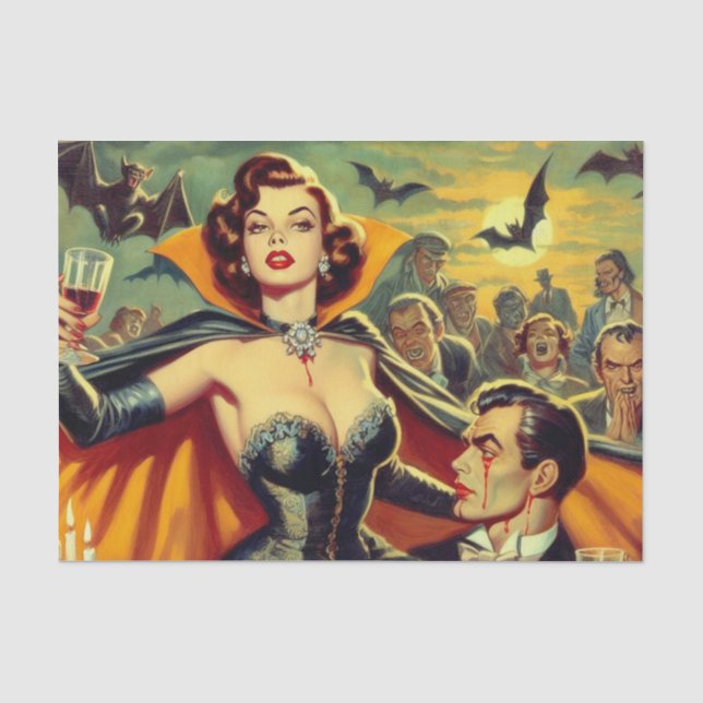 Papier Mousseline Femme vintage Vampire (Recto)
